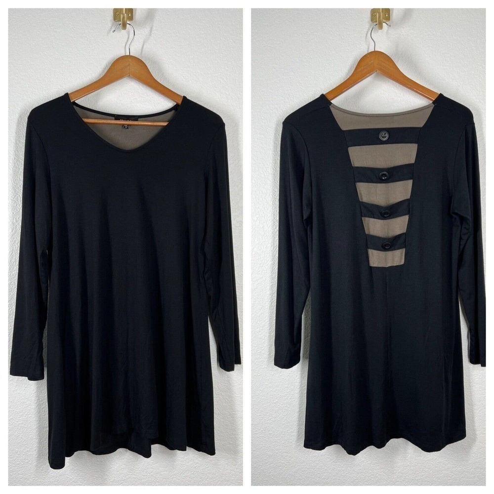 Comfy USA Gina Tunic Top Size Women’s Small S Black Button Back Detail